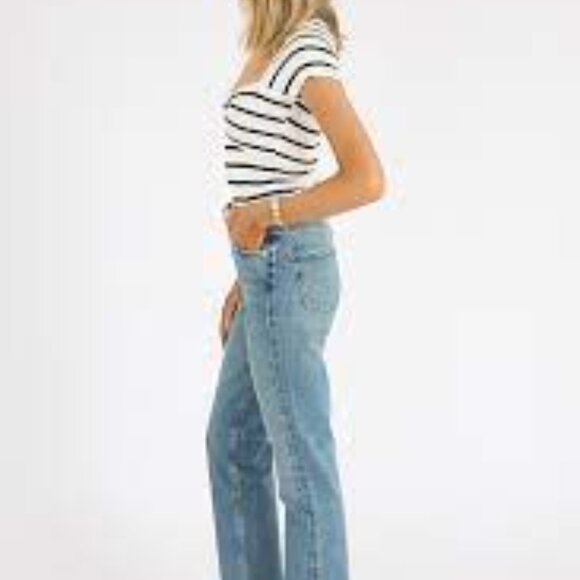 HEARTLOOM SHEA IVORY NAVY STRIPED SCOOP NECK SWEATER TOP NWT $79 - Picture 3 of 10